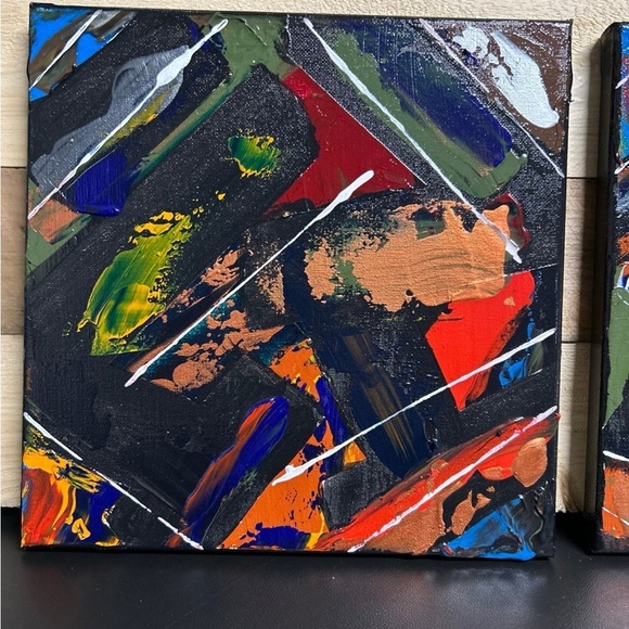 Original Acrylic Painting 2 Canvases Titled Eclectic Motion Colorful Wall Art - Picture 2 of 11